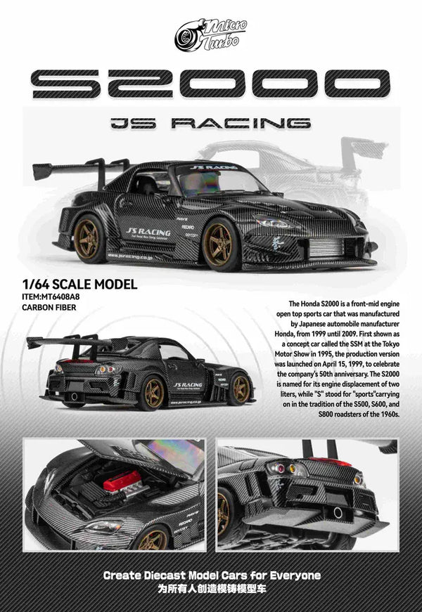 Honda S2000 JS Racing Carbon Fiber Micro Turbo 1/64 scale MT6408A8