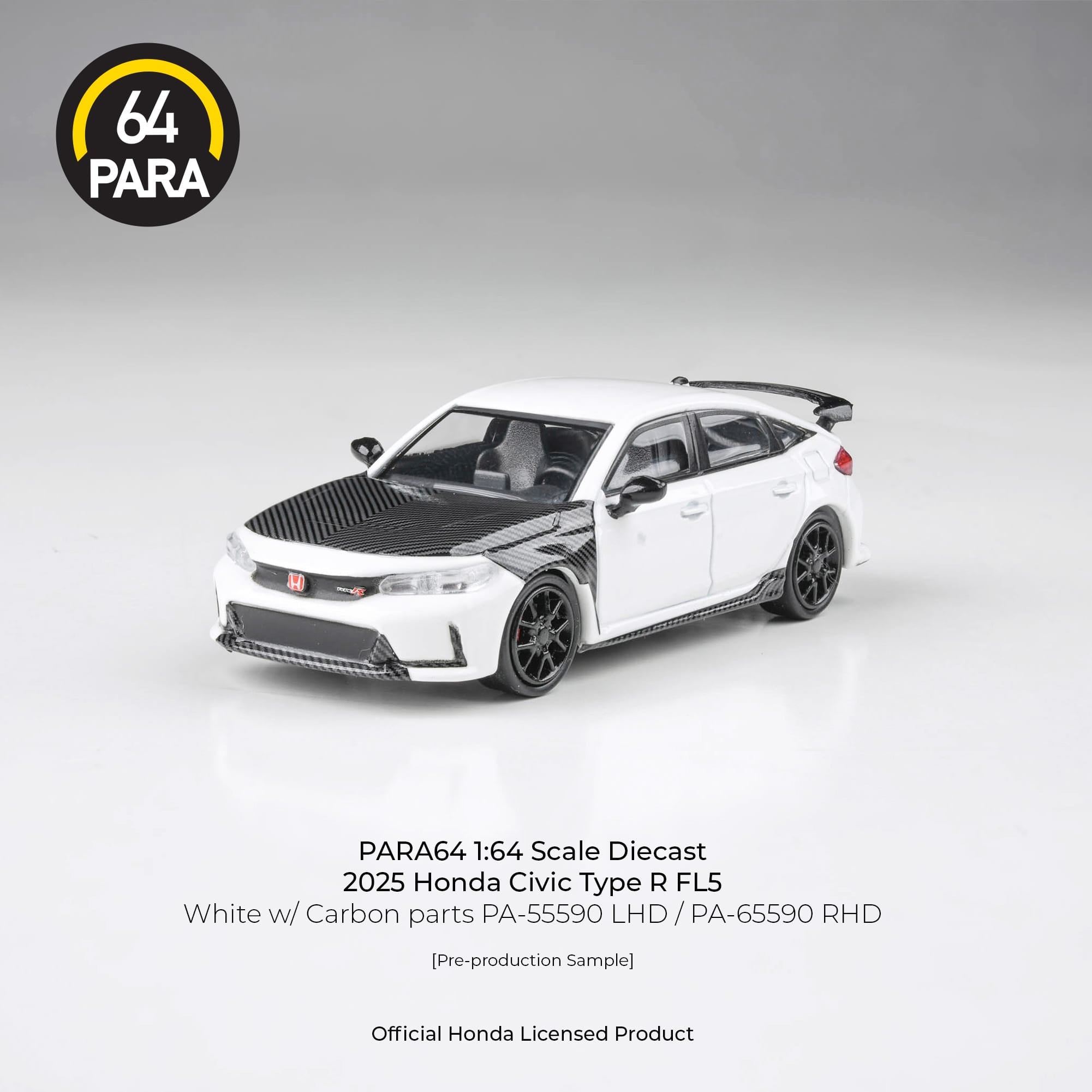 Honda Civic Type R FL5 White w/ Carbon parts LHD Para64 1:64 scale