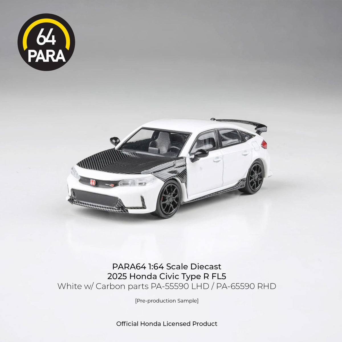 Honda Civic Type R FL5 White w/ Carbon parts LHD Para64 1:64 scale PA-55590