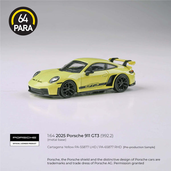 2025 Porsche 911 GT3 (992.2) Cartagena Yellow LHD Para64 1:64 scale PA-55877