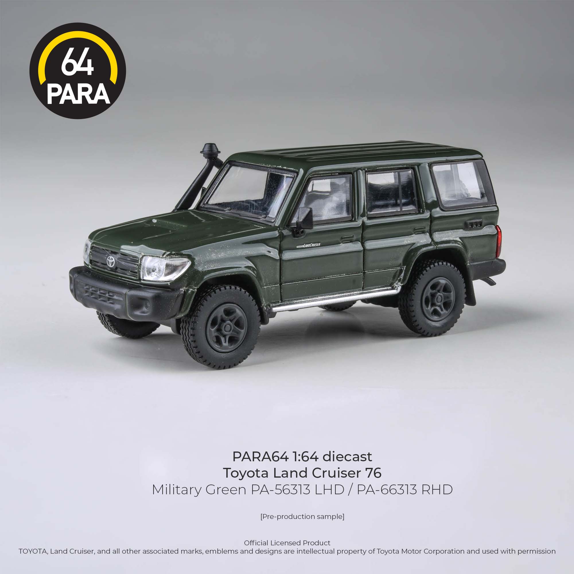 2014 Toyota Landcruiser LC76 Military Green LHD Para64 1:64 scale