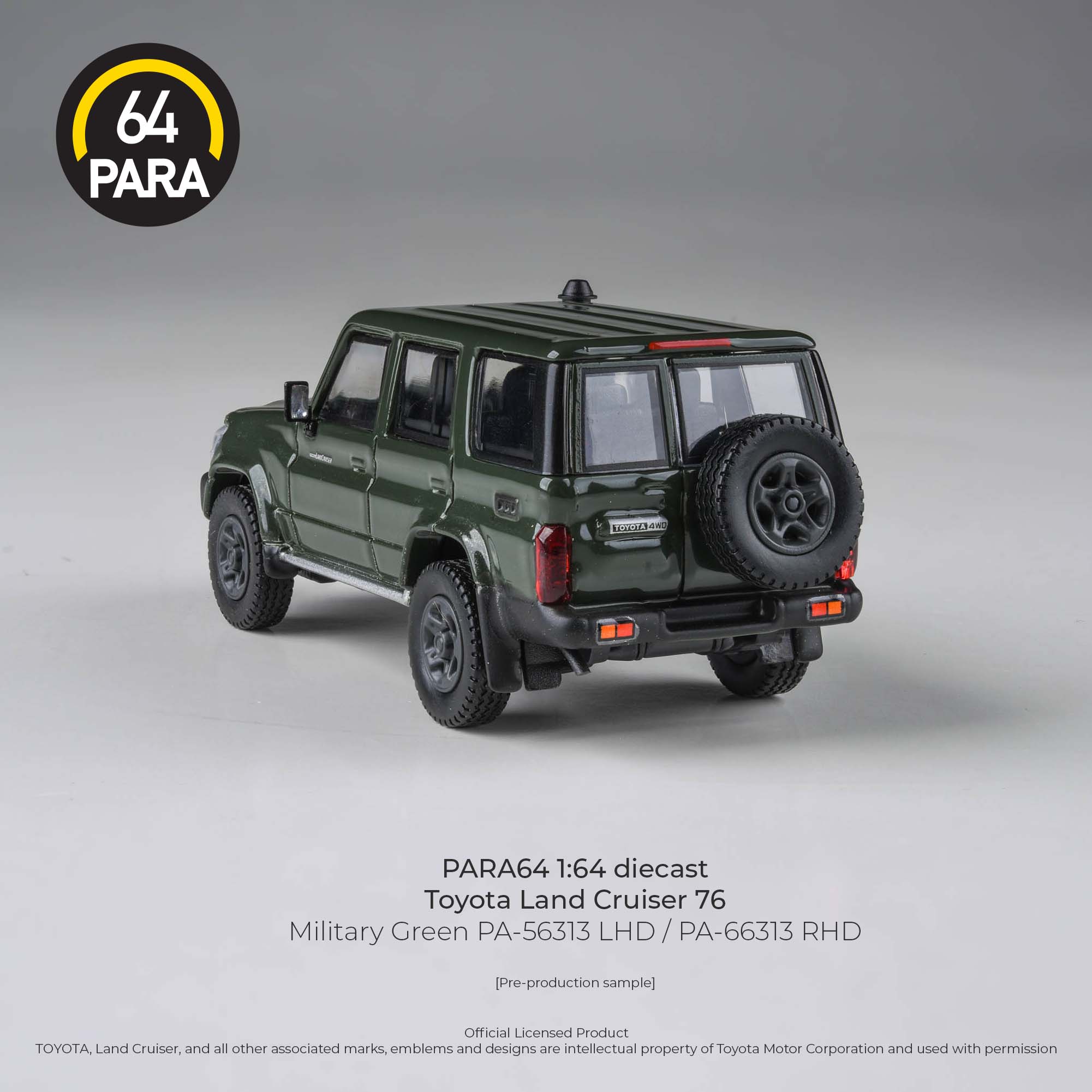 2014 Toyota Landcruiser LC76 Military Green LHD Para64 1:64 scale