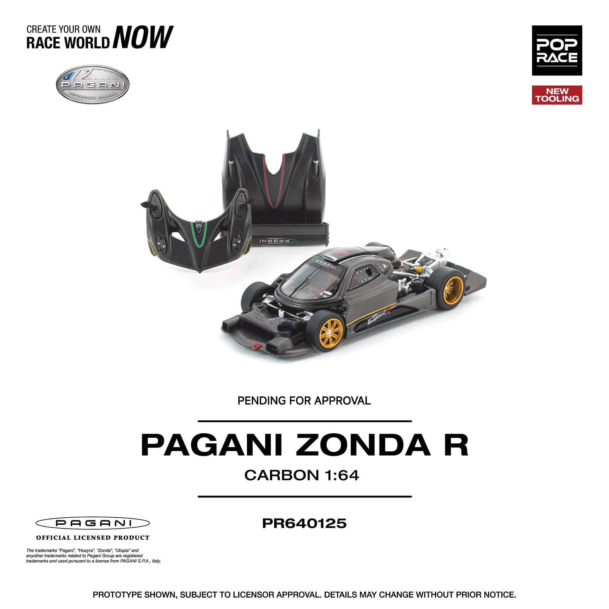 Pre-order) Pagani Zonda R Carbon Finish Pop Race 1/64 – Hanz Driven