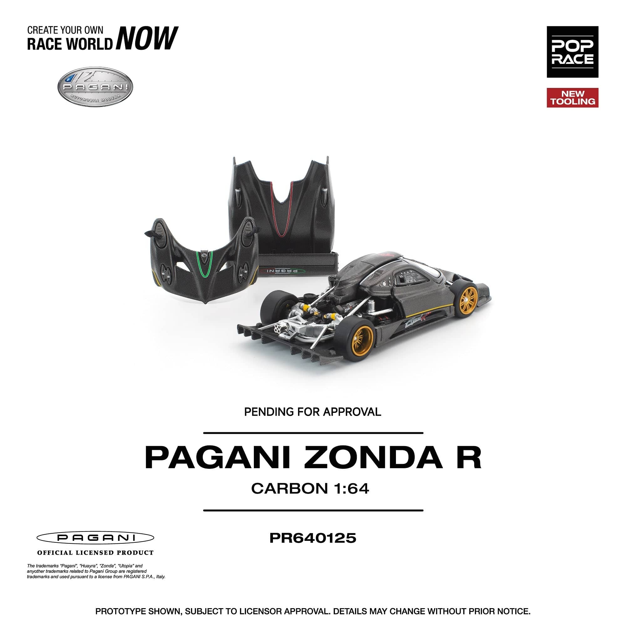 Pre-order) Pagani Zonda R Carbon Finish Pop Race 1/64 – Hanz Driven