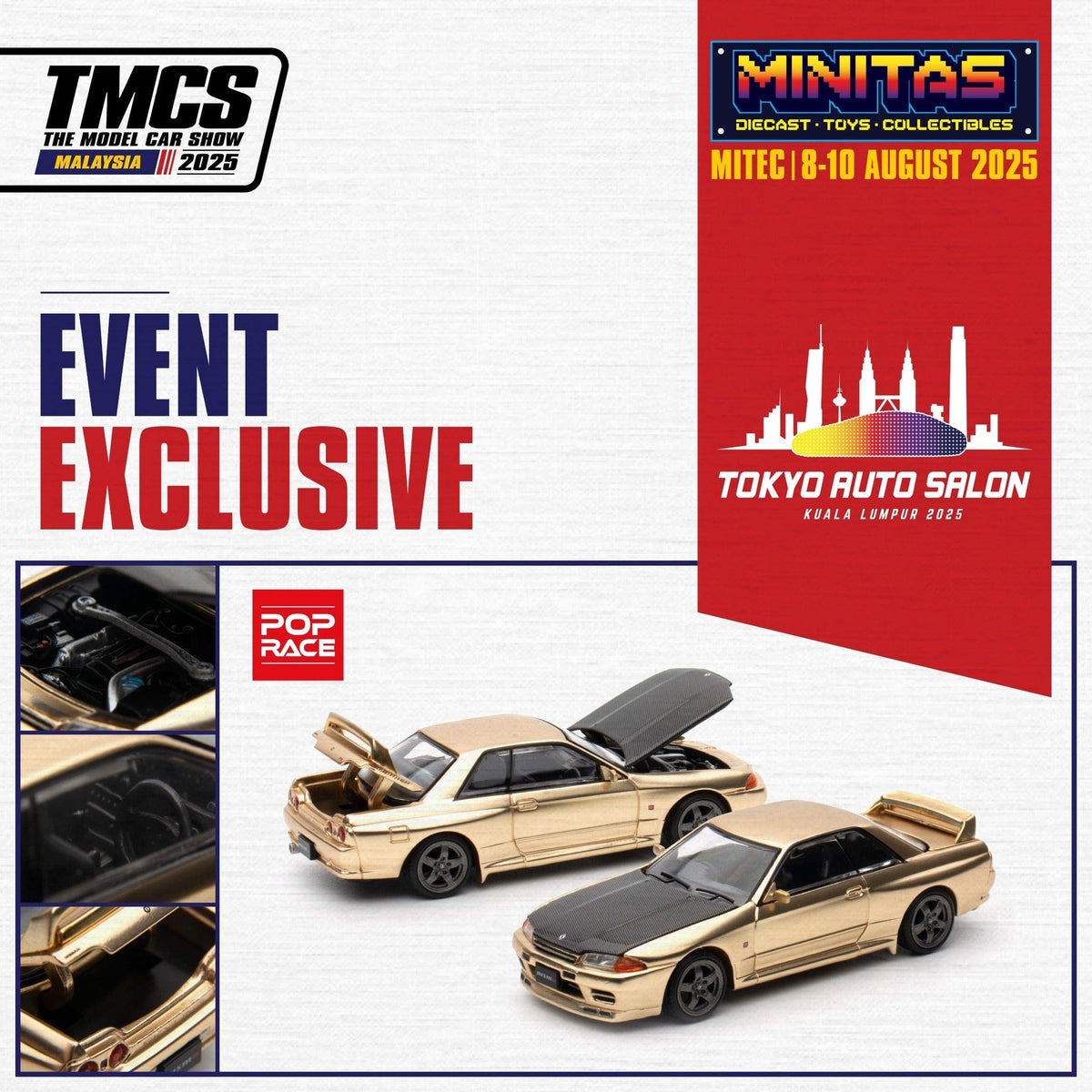 Nissan Skyline GTR R-32 Gold TASKL 2025 Event Model Pop Race 1/64