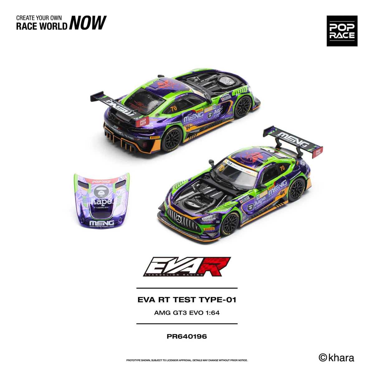 (PRE-ORDER) Mercedes-Benz AMG GT3 Evo EVA RT Test Type-01 Macau GP 2023 Pop Race 1/64 PR640196