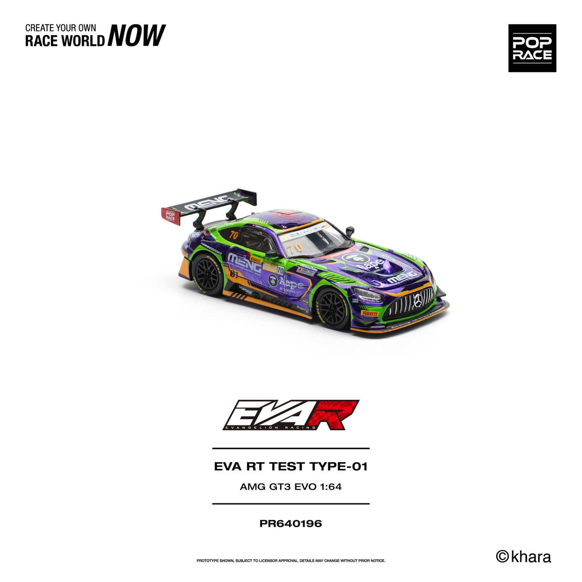 (PRE-ORDER) Mercedes-Benz AMG GT3 Evo EVA RT Test Type-01 Macau GP 2023 Pop Race 1/64 PR640196