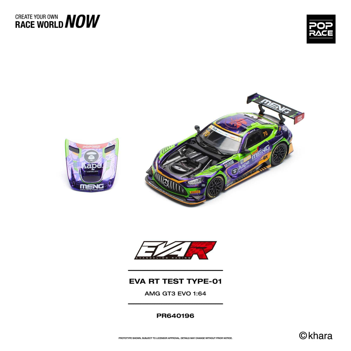 (PRE-ORDER) Mercedes-Benz AMG GT3 Evo EVA RT Test Type-01 Macau GP 2023 Pop Race 1/64 PR640196