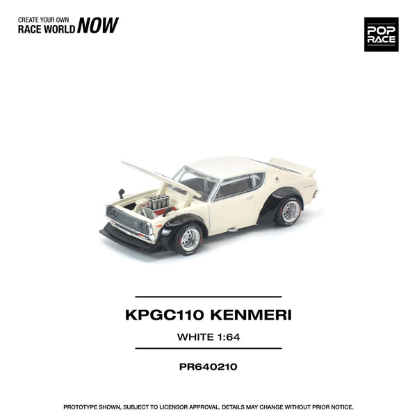 Nissan Skyline KPGC110 Kenmeri White Pop Race 1:64 scale