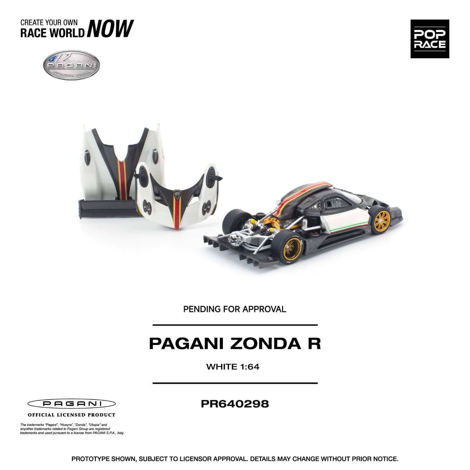 Pre-order) Pagani Zonda R White Pop Race 1/64 – Hanz Driven