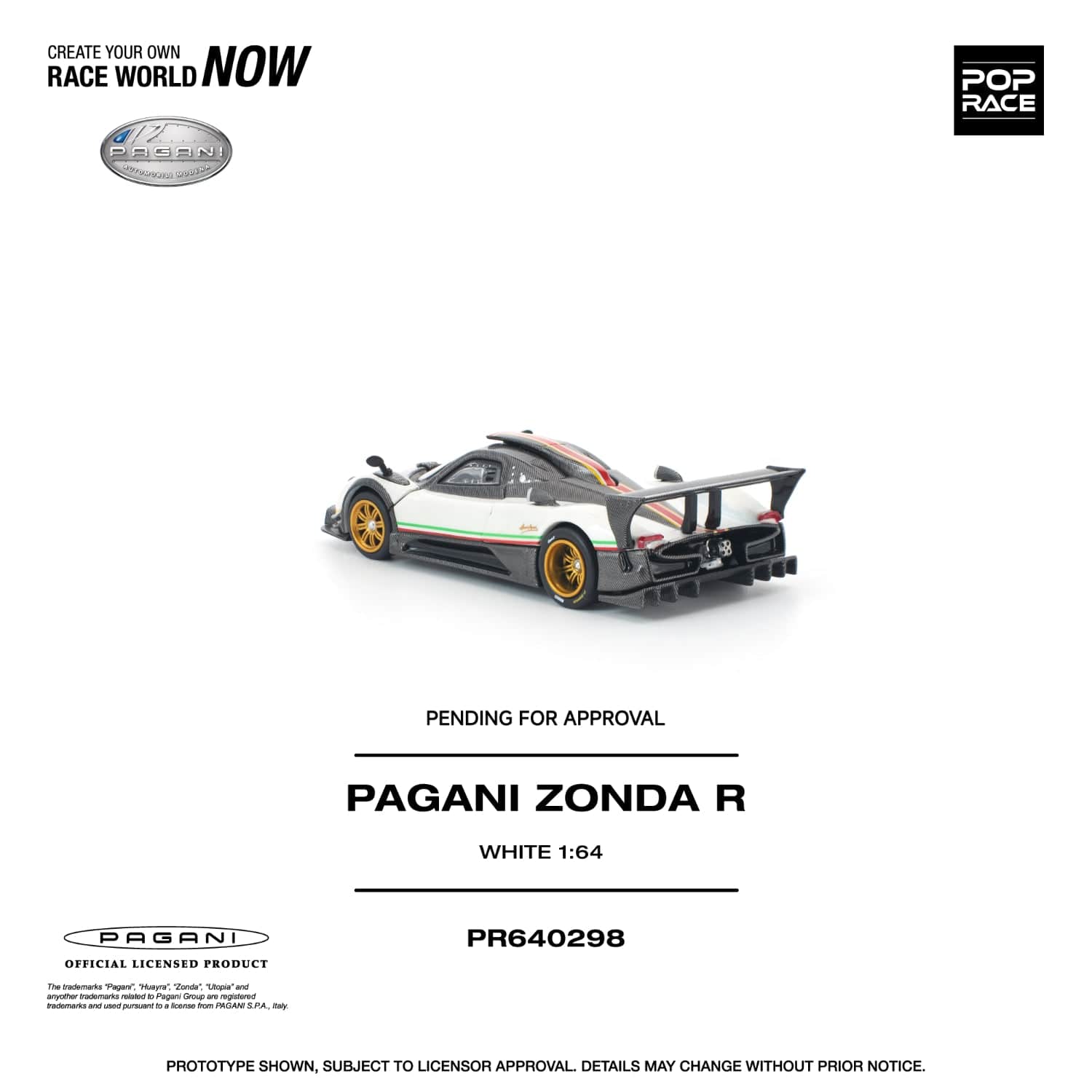 Pre-order) Pagani Zonda R White Pop Race 1/64 – Hanz Driven