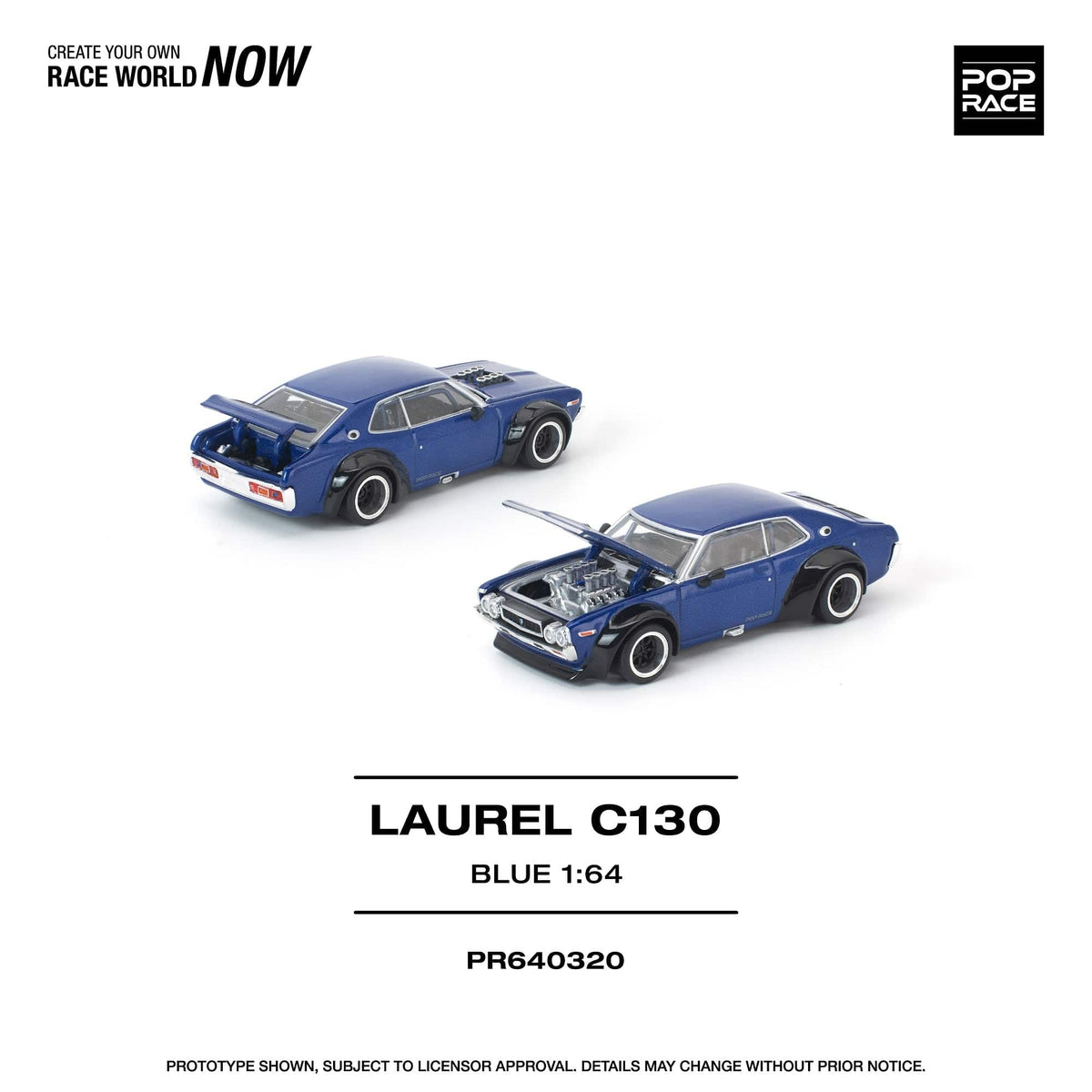 Nissan Laurel C130 Blue 1/64 Pop Race