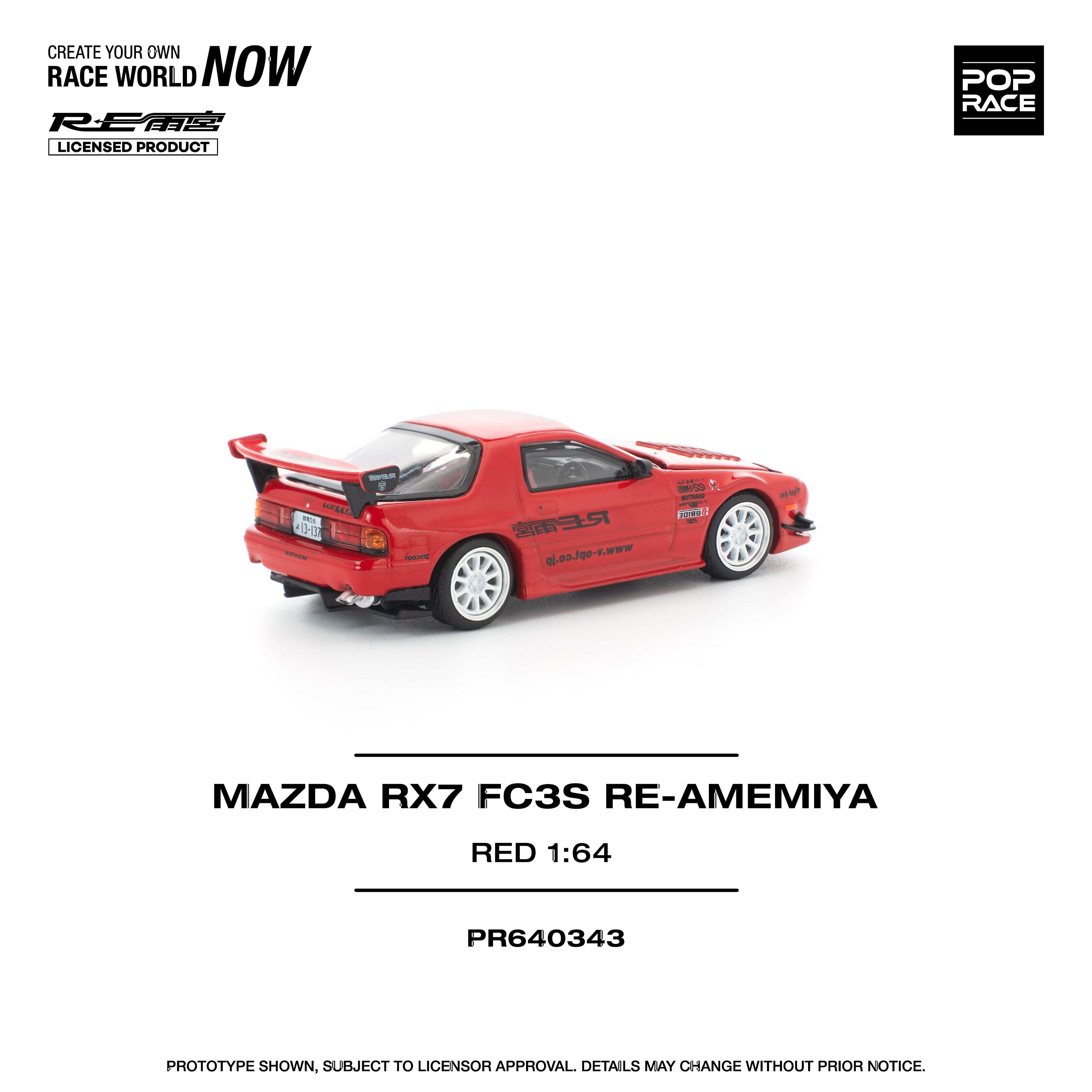 Pre-order) Mazda RX-7 FC3S Re-Amemiya Red 1/64 Pop Race – Hanz Driven