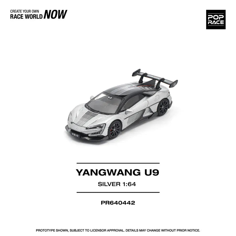 Yangwang U9 Silver Pop Race 1/64 scale