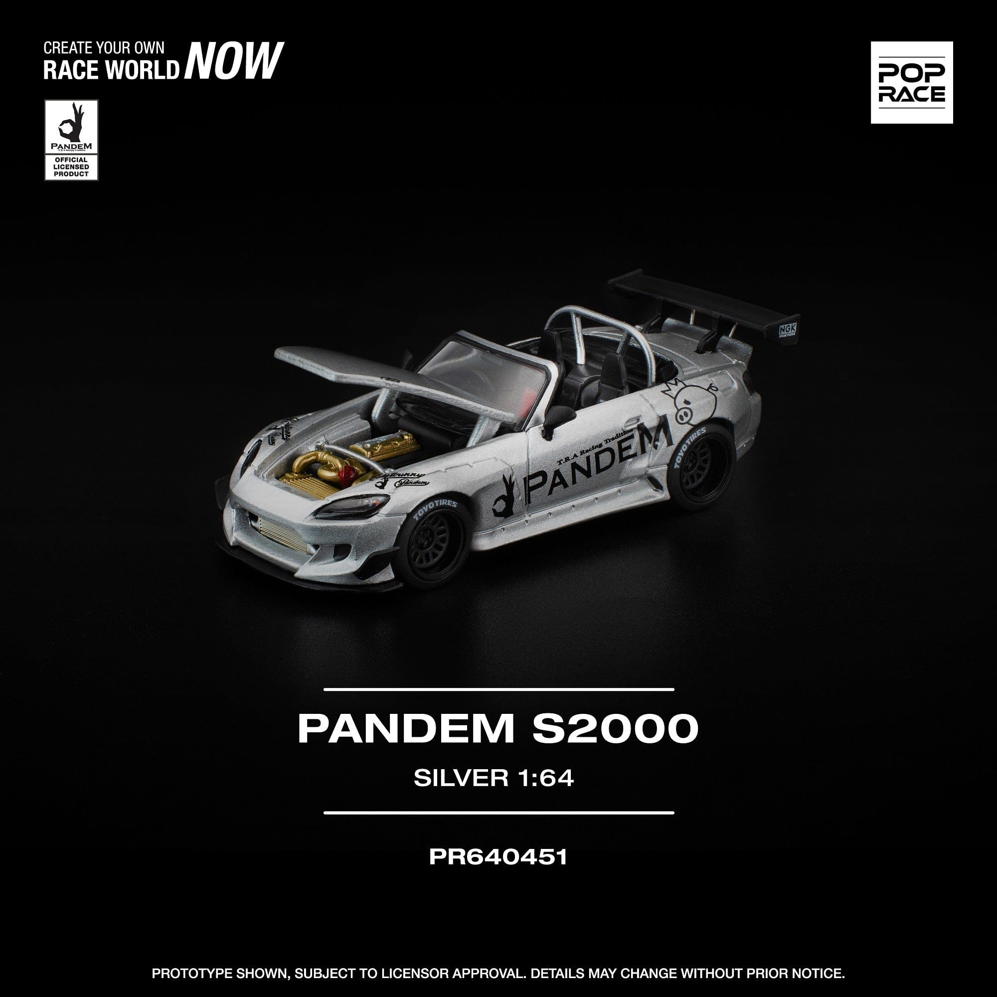 Pre-Order) PANDEM x Honda S2000 Silver PopRace 1/64 – Hanz Driven