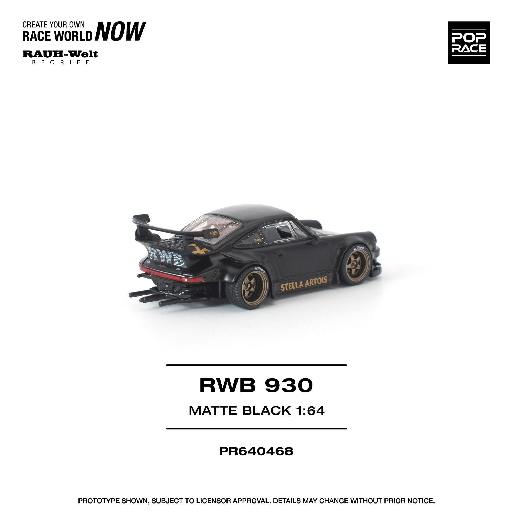 pre-order) Porsche RWB 930 Matte Black Stella Artois Pop Race 1/64