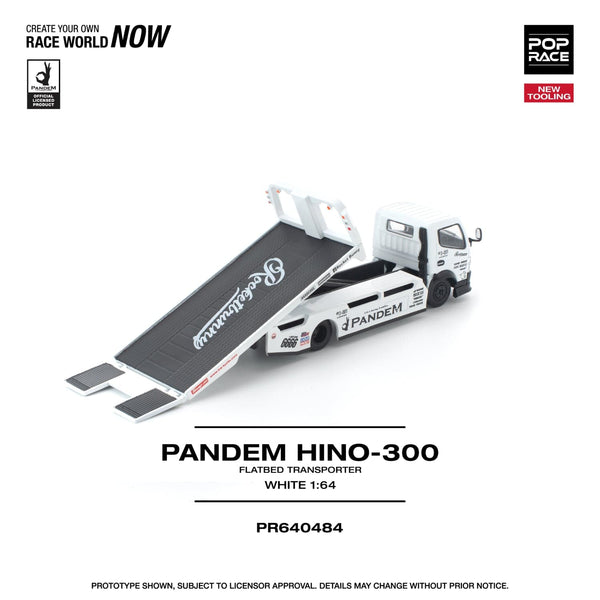 Pandem Fuso 300 Flatbed Transporter White Pop Race 1/64 scale