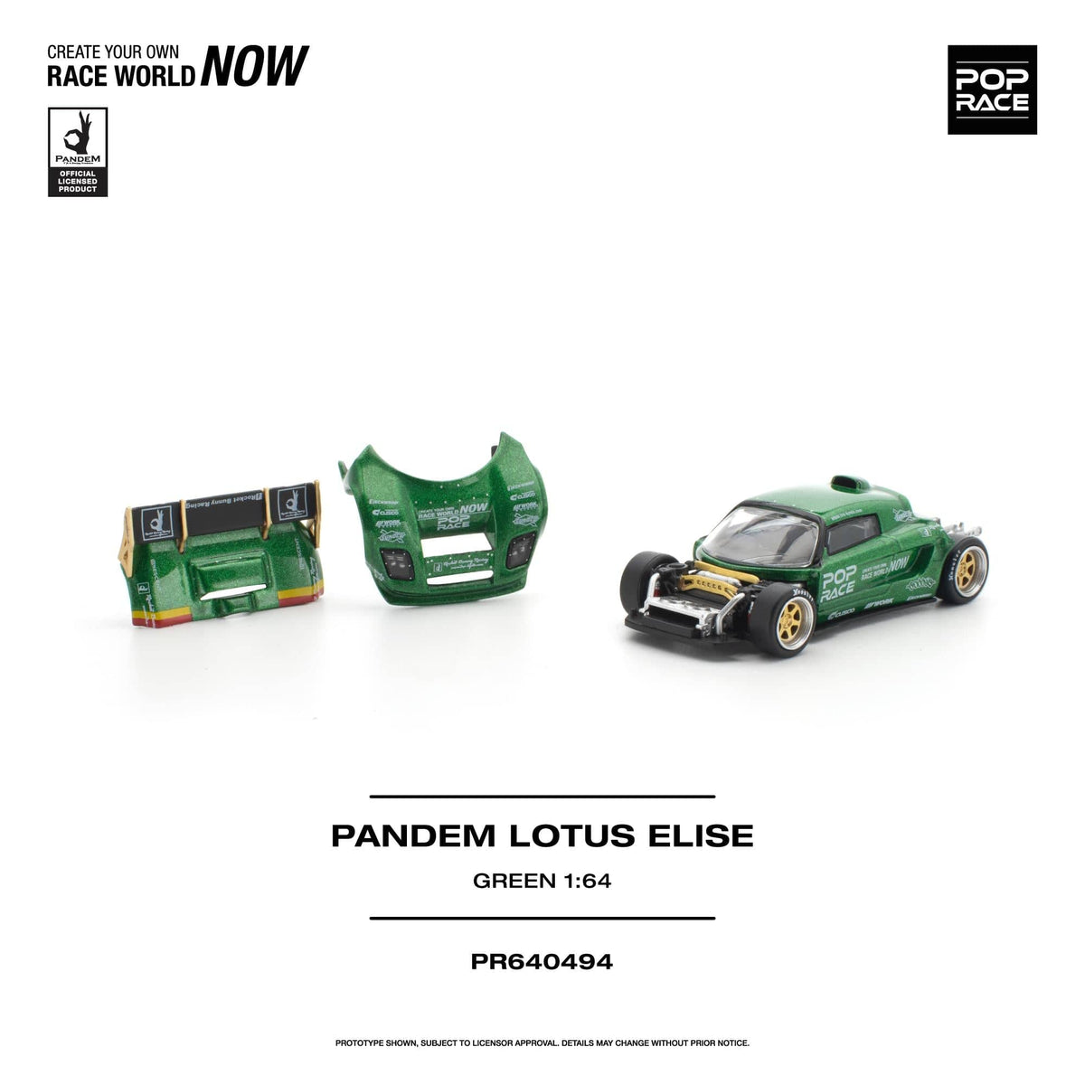 (PRE-ORDER) Lotus Pandem Elise Green Pop Race 1/64 PR640494