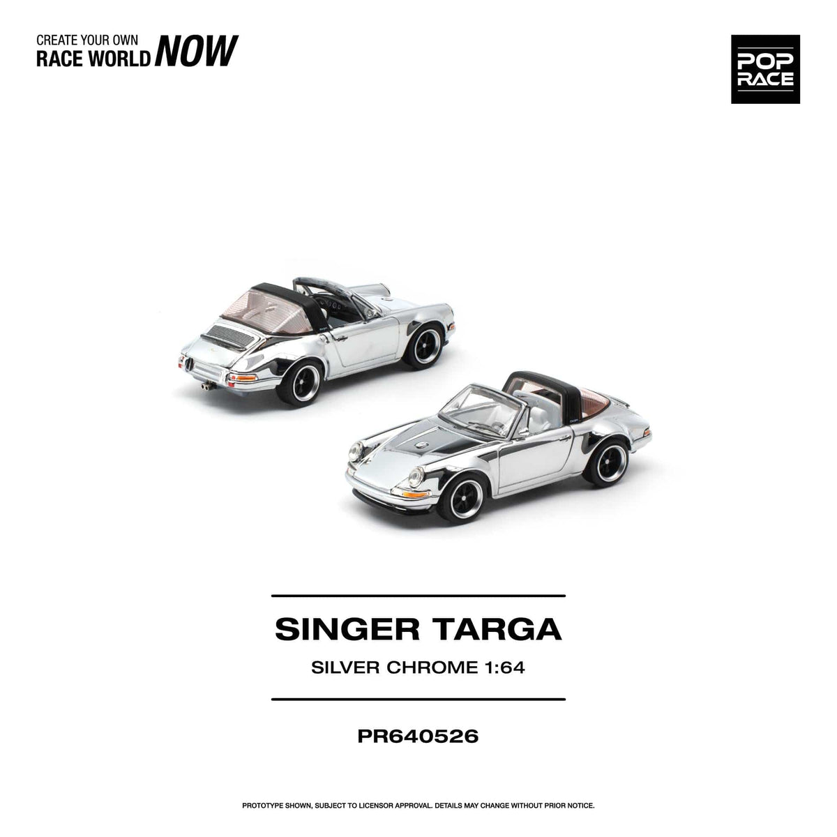 (PRE-ORDER) Porsche Singer Targa Silver Chrome Pop Race 1/64 PR640526