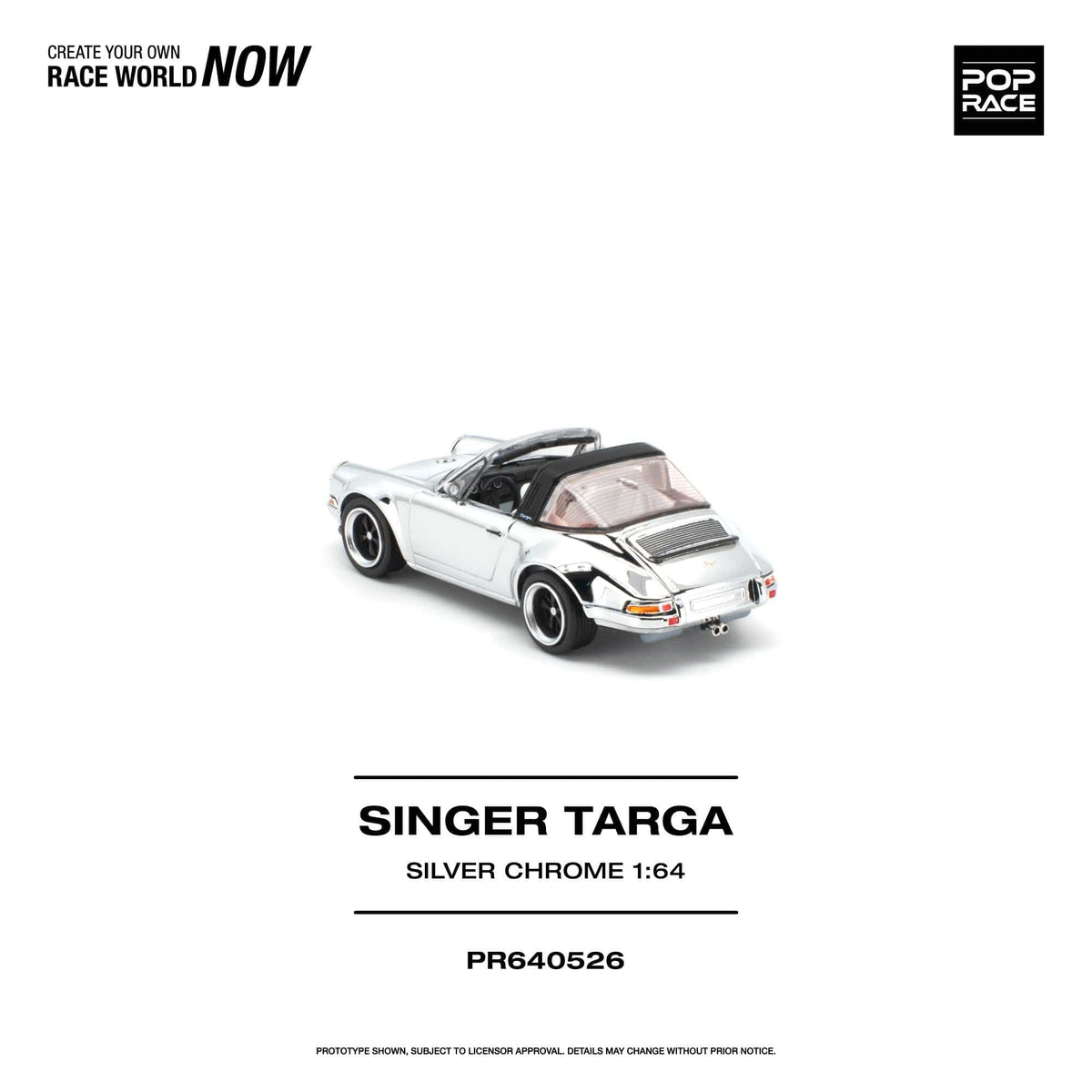 (PRE-ORDER) Porsche Singer Targa Silver Chrome Pop Race 1/64 PR640526