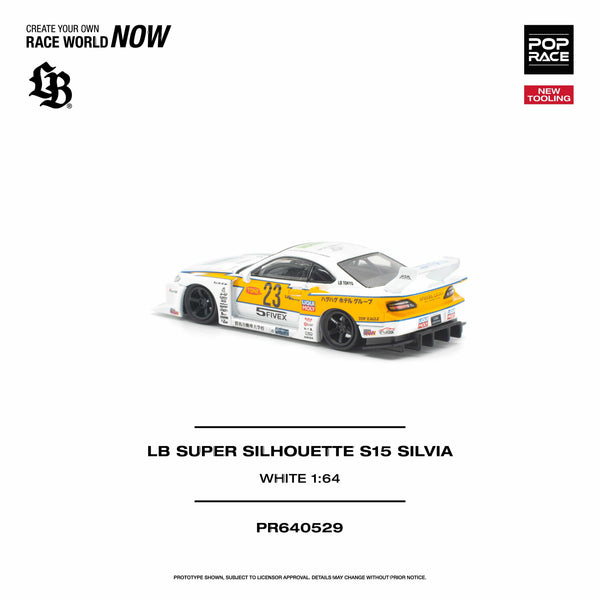 (PRE-ORDER) Nissan LB Super Silhouette S15 Silvia White Pop Race 1/64 PR640529