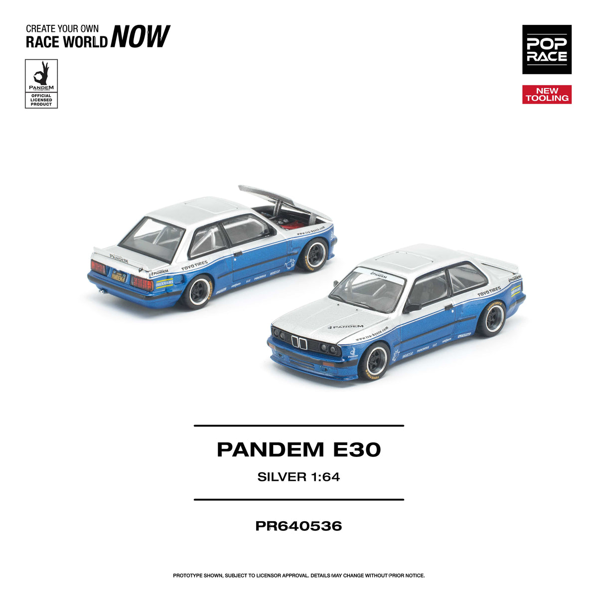 (PRE-ORDER) BMW Pandem E30 Silver Pop Race 1/64