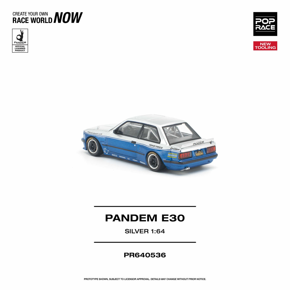 (PRE-ORDER) BMW Pandem E30 Silver Pop Race 1/64 PR640536