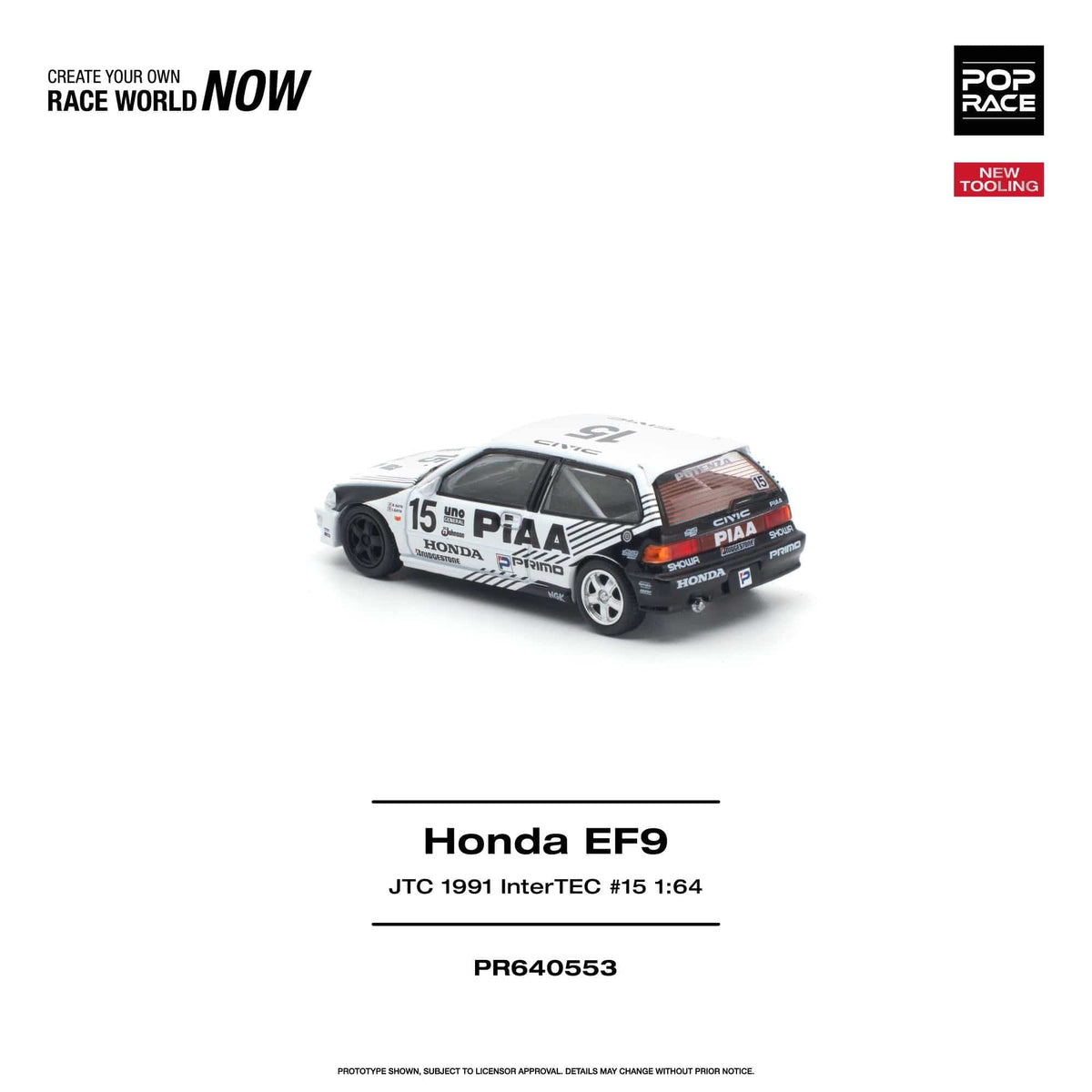 (PRE-ORDER) Honda Civic EF9 No. 15 JTC 1991 InterTEC Pop Race 1/64 PR640553