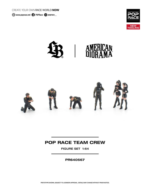 (PRE-ORDER) Pop Race Team Crew Set of 6 Figures Pop Race 1/64 PR640567