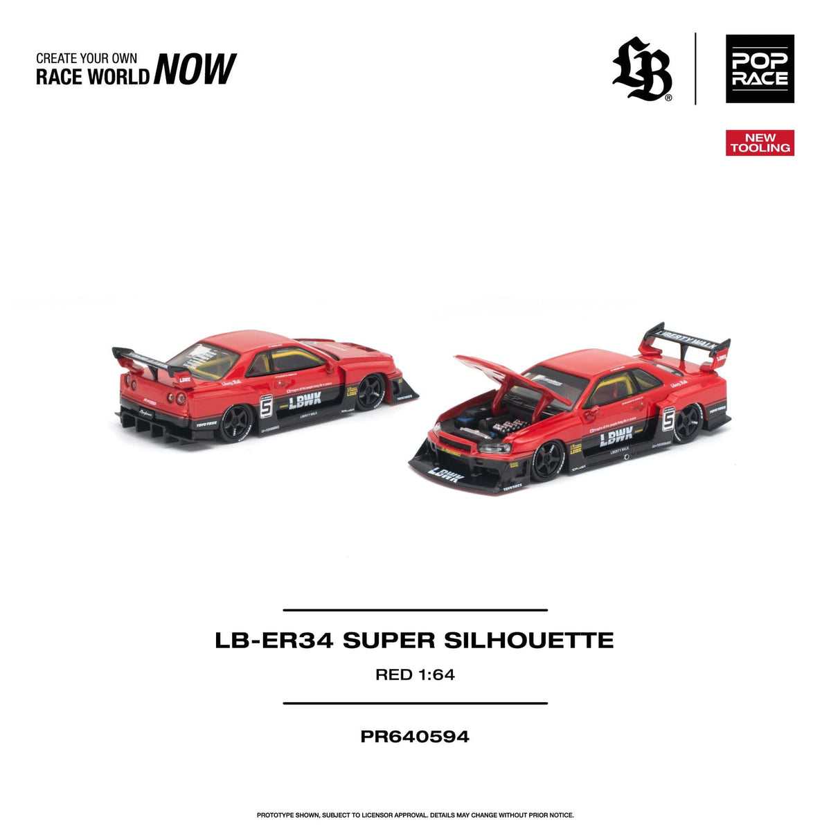 (PRE-ORDER) Nissan Skyline LB-ER34 Super Silhouette Red Pop Race 1/64 PR640594