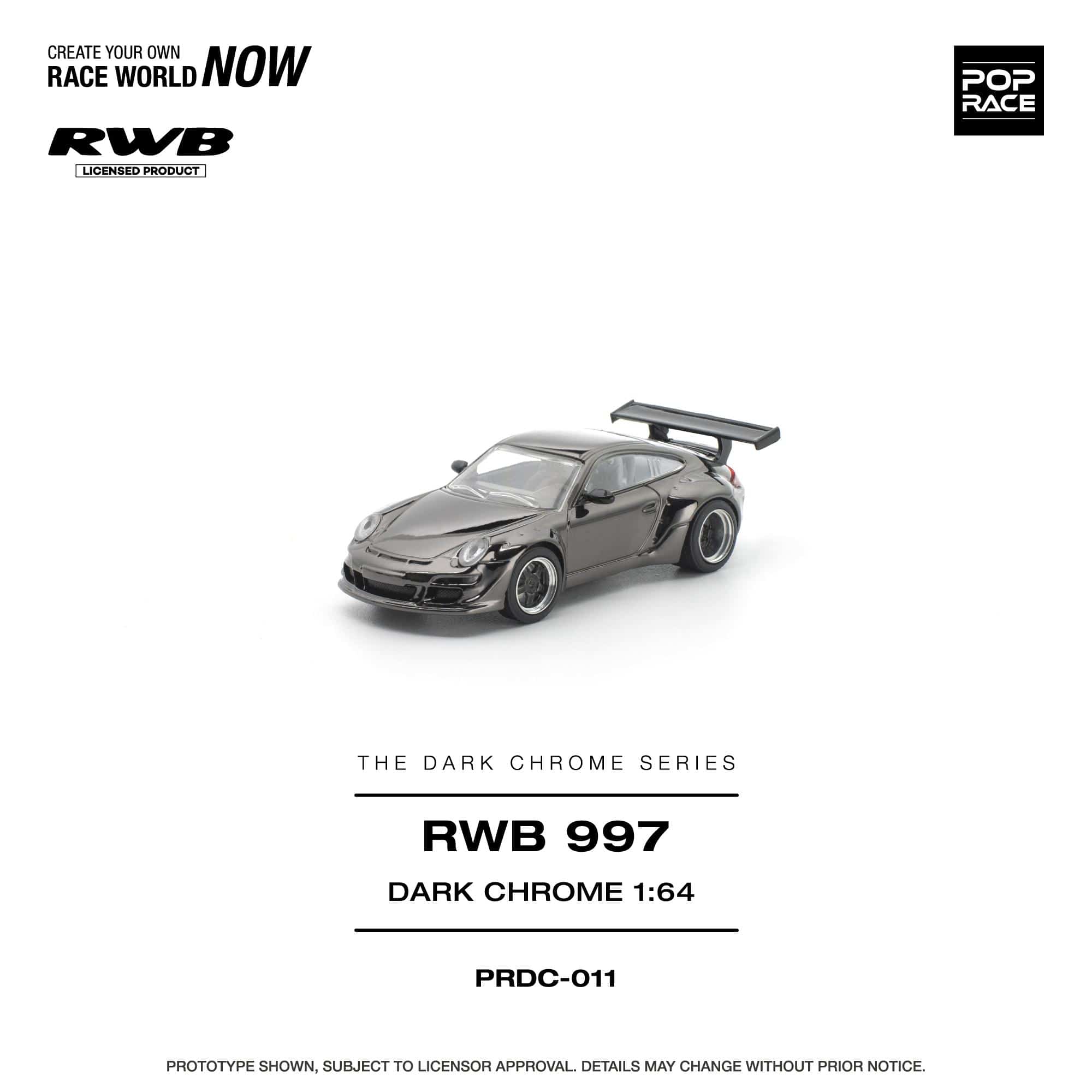 Pre-order) Porsche 911 997 RWB Dark Chrome Pop Race 1/64 – Hanz Driven