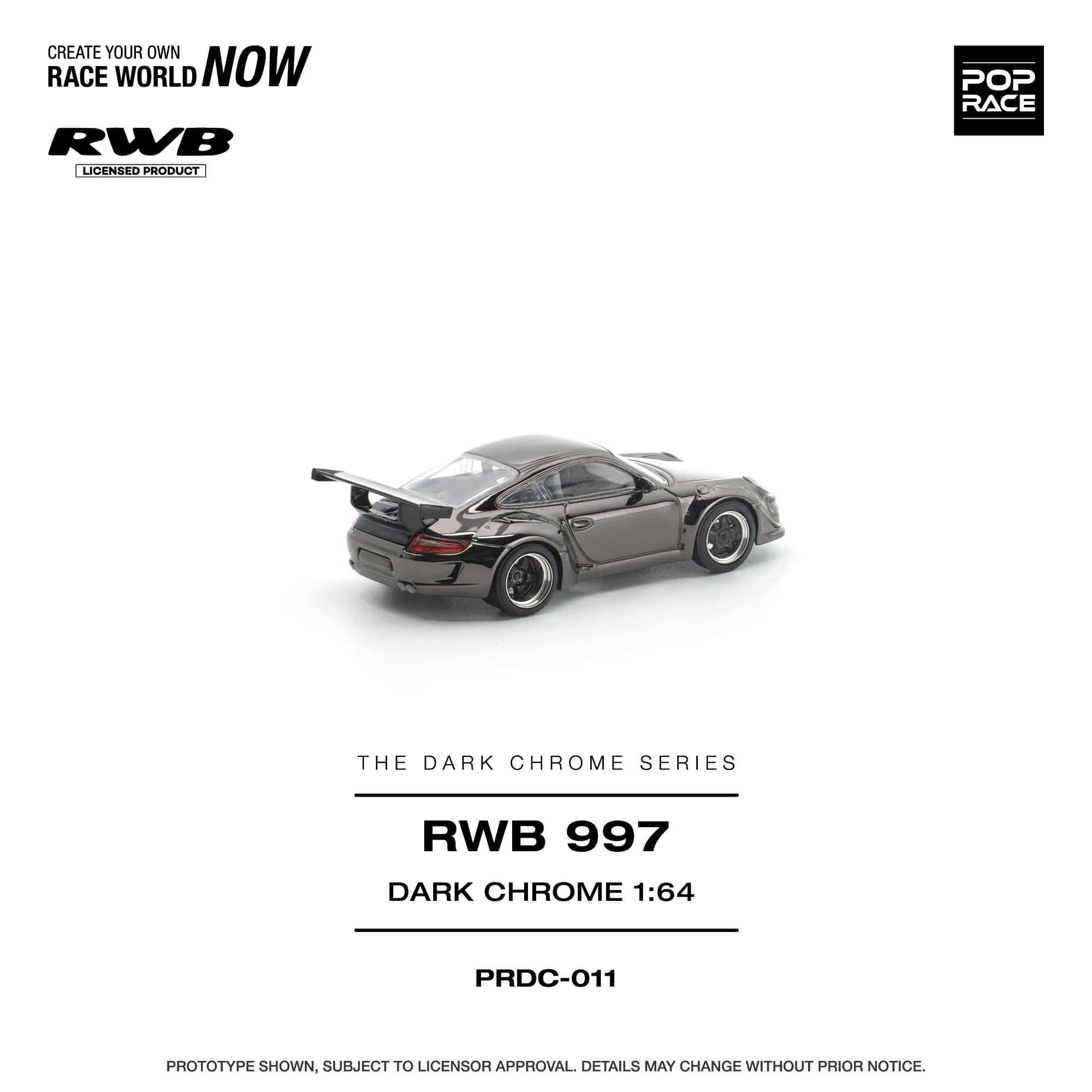 Pre-order) Porsche 911 997 RWB Dark Chrome Pop Race 1/64 – Hanz Driven