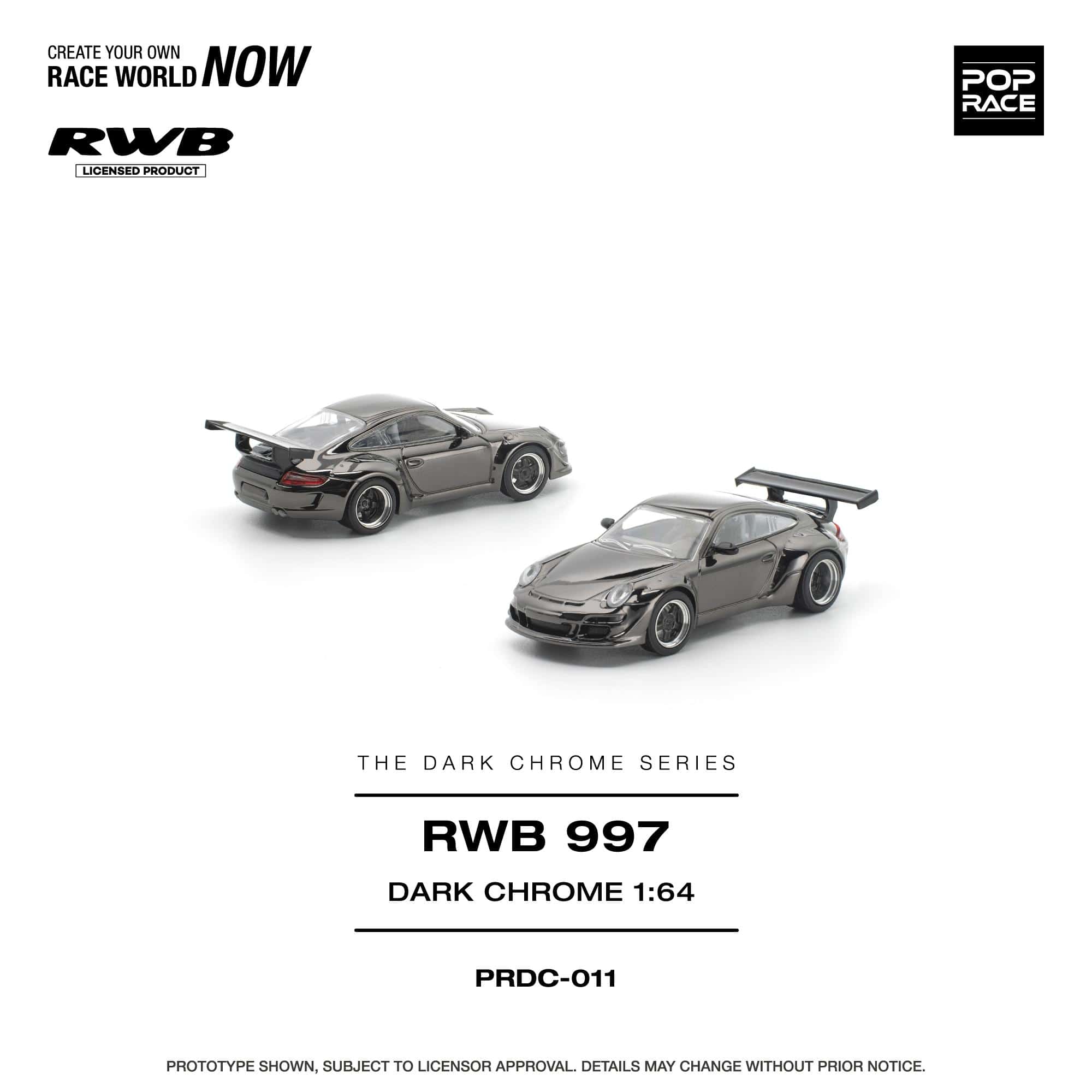 Pre-order) Porsche 911 997 RWB Dark Chrome Pop Race 1/64 – Hanz Driven