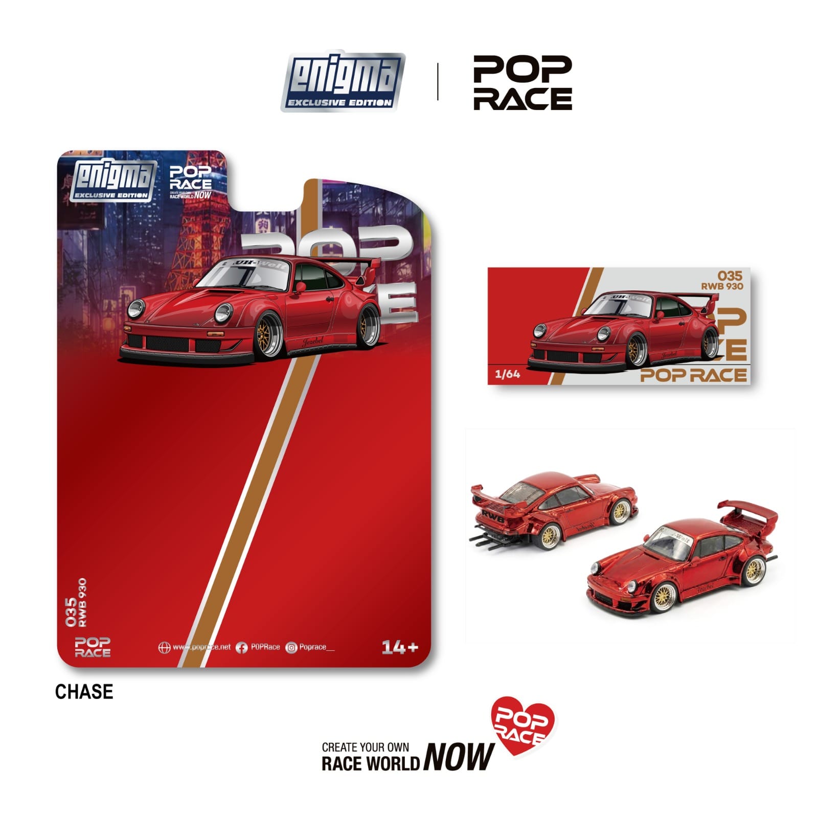 Poprace 1/64 RWB 930 Chase限定 Pre-order) Case of 12x (1x Chase included) Porsche 911 930 RWB Red