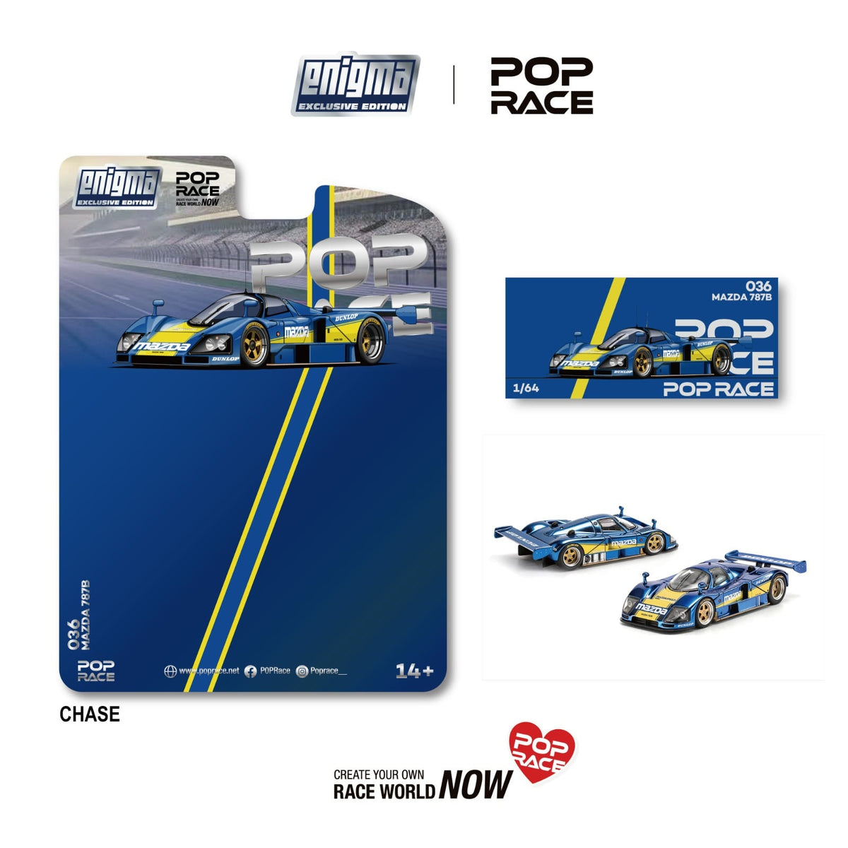  Mazda 787B Blue Yellow Enigma Exclusive Edition 1/64 Pop Race chase