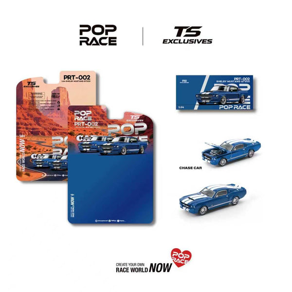 Ford Mustang Shelby GT500 Blue and White Stripes TS Exclusive 1/64 scale Pop Race