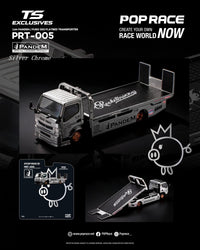 Pandem Fuso 300 Flatbed Transporter Silver Chrome Pop Race 1/64 scale