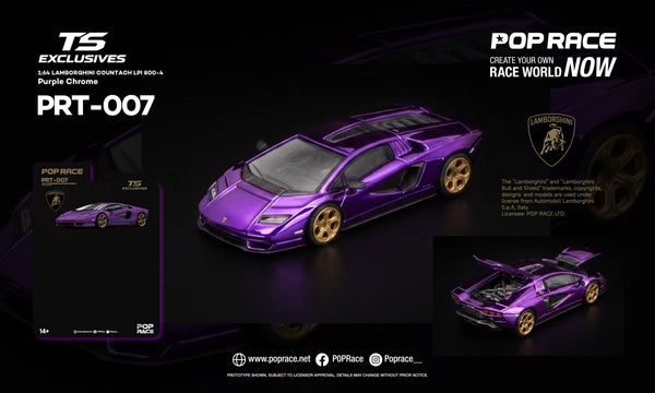 (PRE-ORDER) Lamborghini Countach LPI 800-4 Purple Chrome TS Exclusive Blister Pack Pop Race 1/64 PRT007