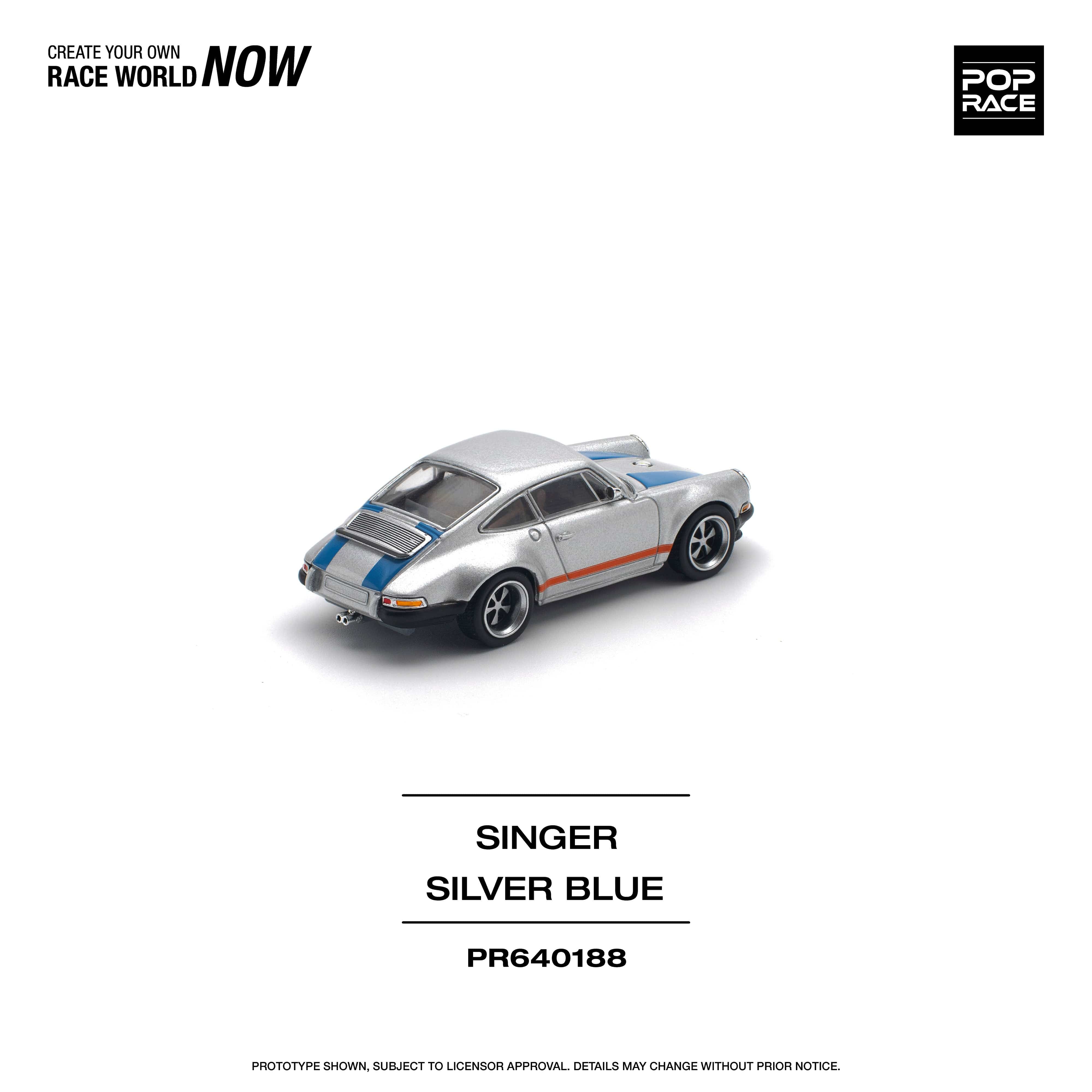 ハンドメイドぺり2 Porsche Singer 911 964 Blue with Silver Blue Pop Race 1:64 – Hanz