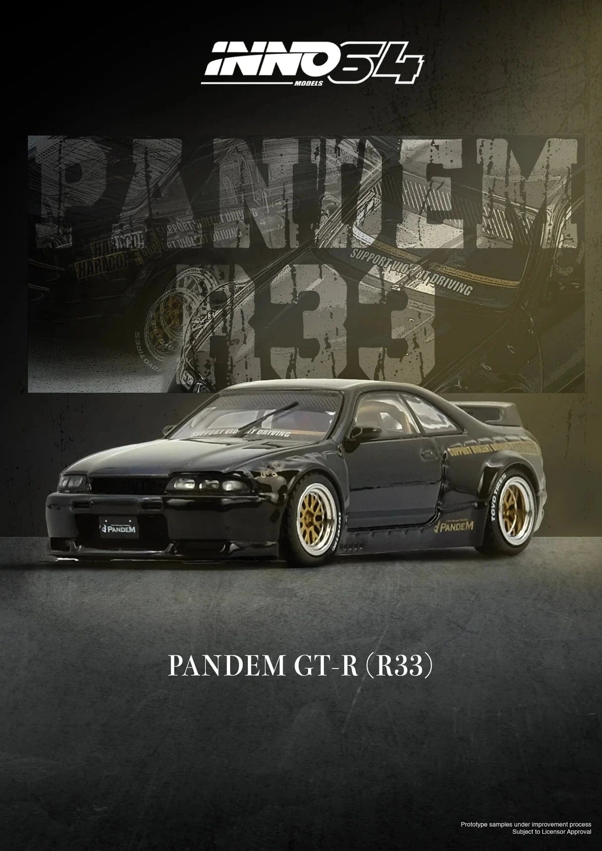 Nissan Skyline GT-R BNR33 Pandem Black Inno64 1/64 scale – Hanz Driven