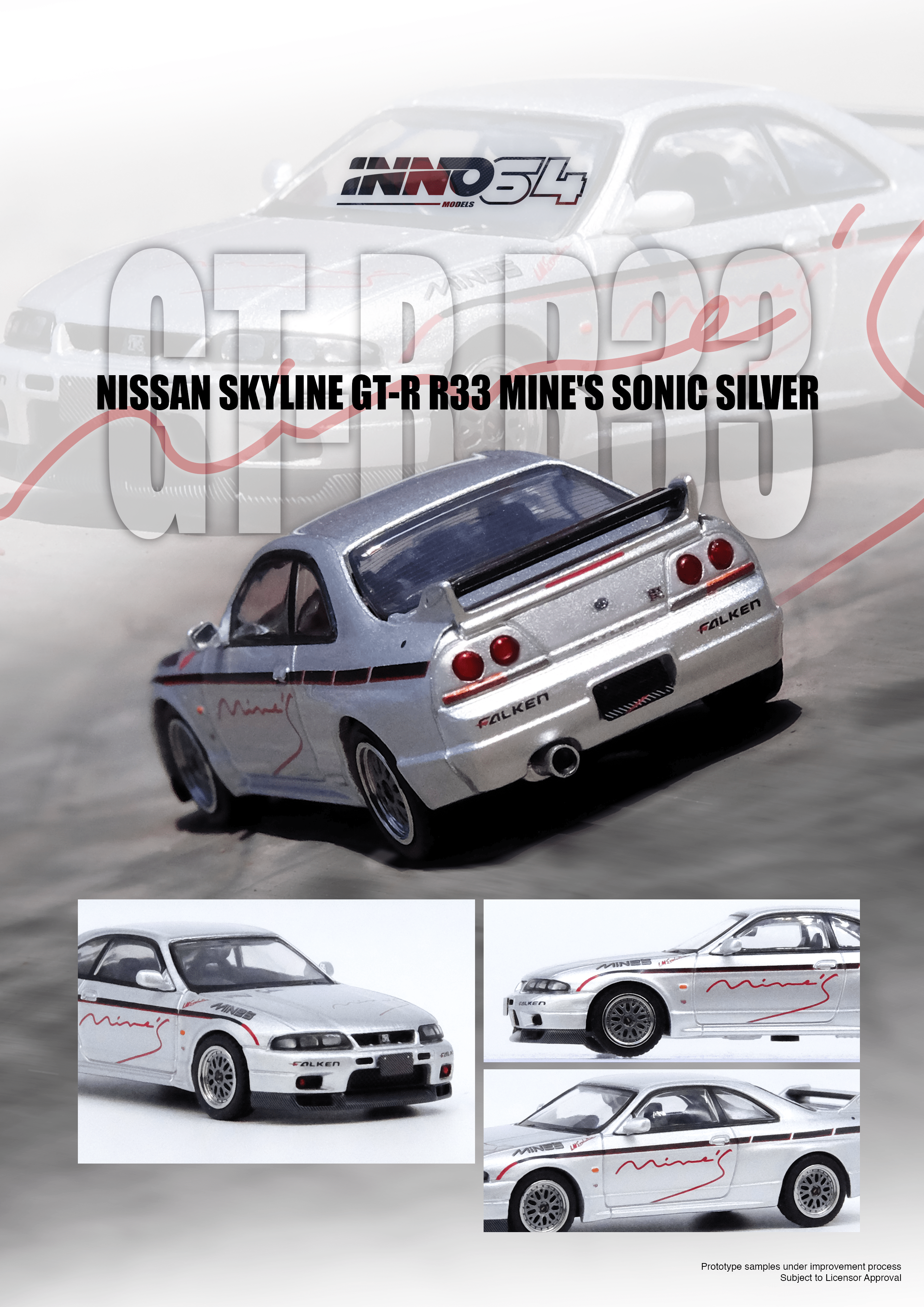 INNO64 1/64 Nissan Skyline GT-R R33ミニカー Inno64 1/64 NISSAN SKYLINE GT-R (R33) Midnight Purple – Black Ice