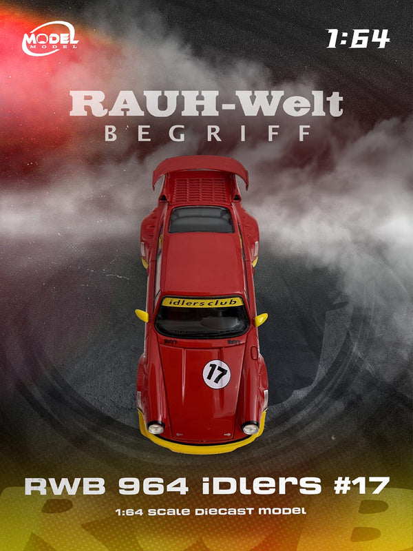 Porsche 911 RWB 964 #17 Idlers Club Red with Yellow Accents ModelModel 1/64 MM64-RWB964-003