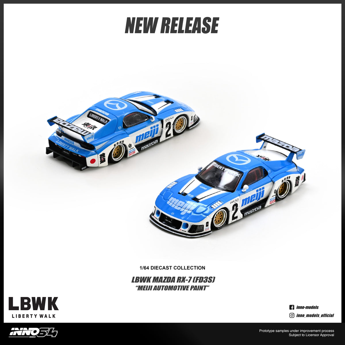 Mazda RX7 FD3S LB Super Silhouette Meiji Inno64 1/64 scale