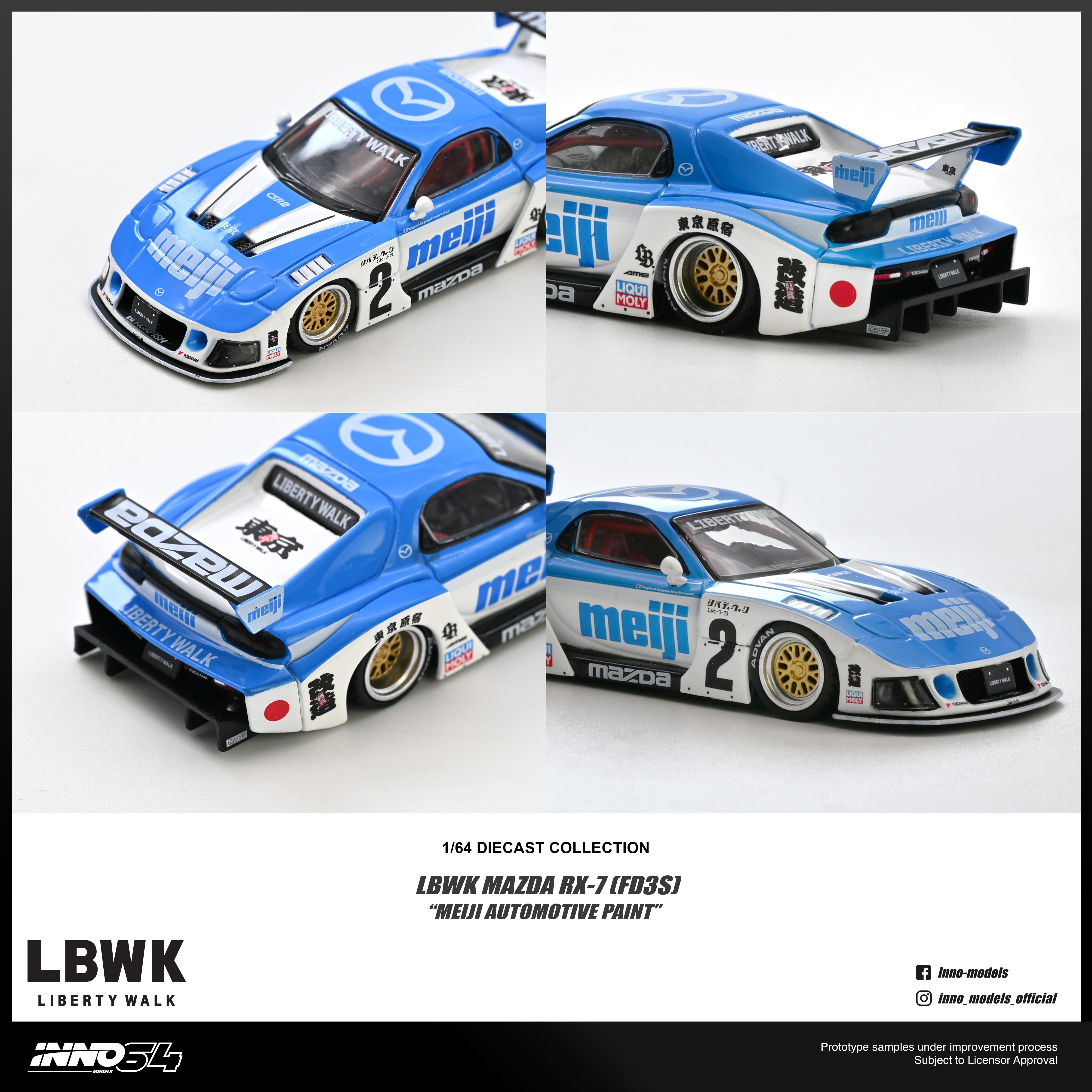 PRE-ORDER) Mazda RX7 FD3S LB Super Silhouette Meiji Inno64 1/64