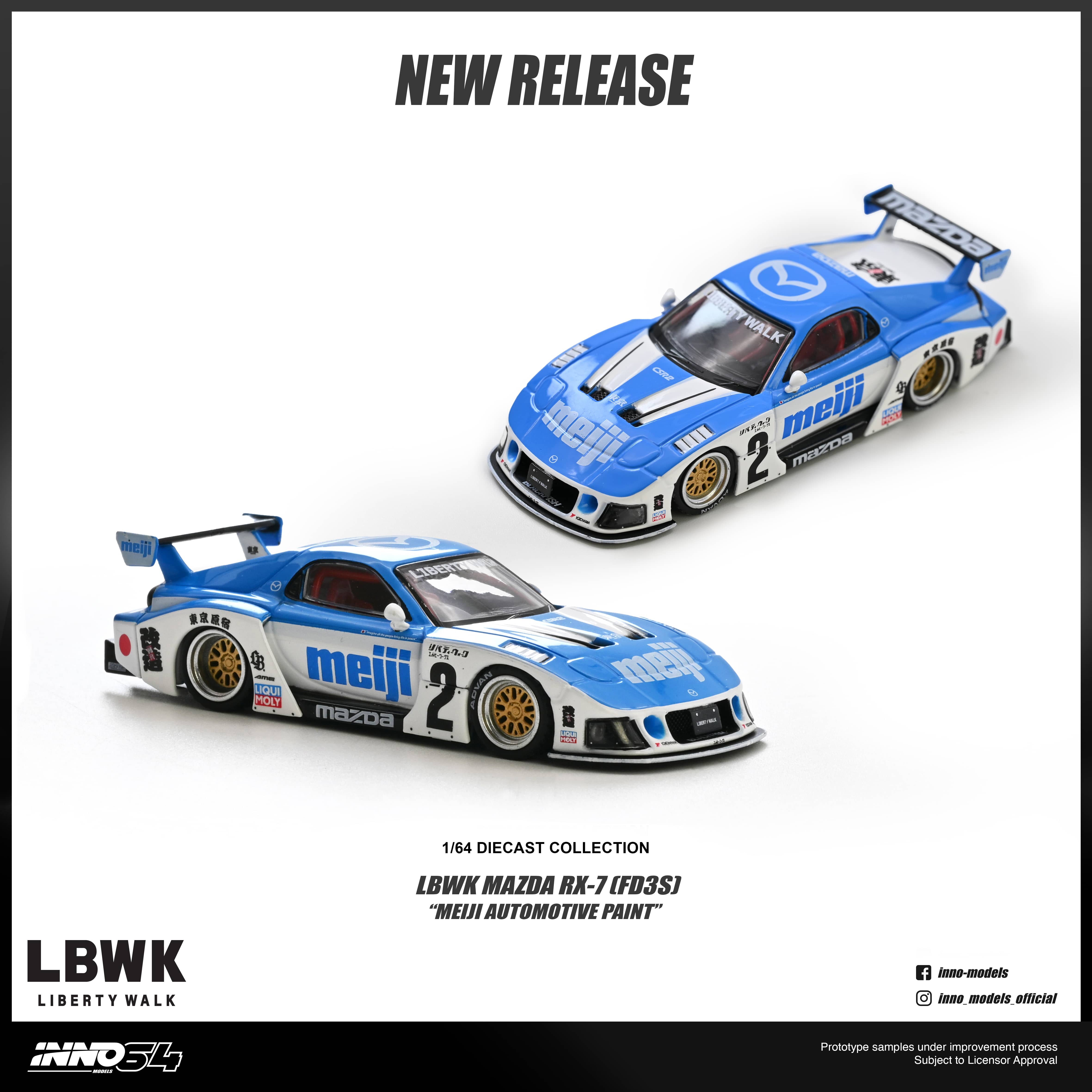 PRE-ORDER) Mazda RX7 FD3S LB Super Silhouette Meiji Inno64 1/64