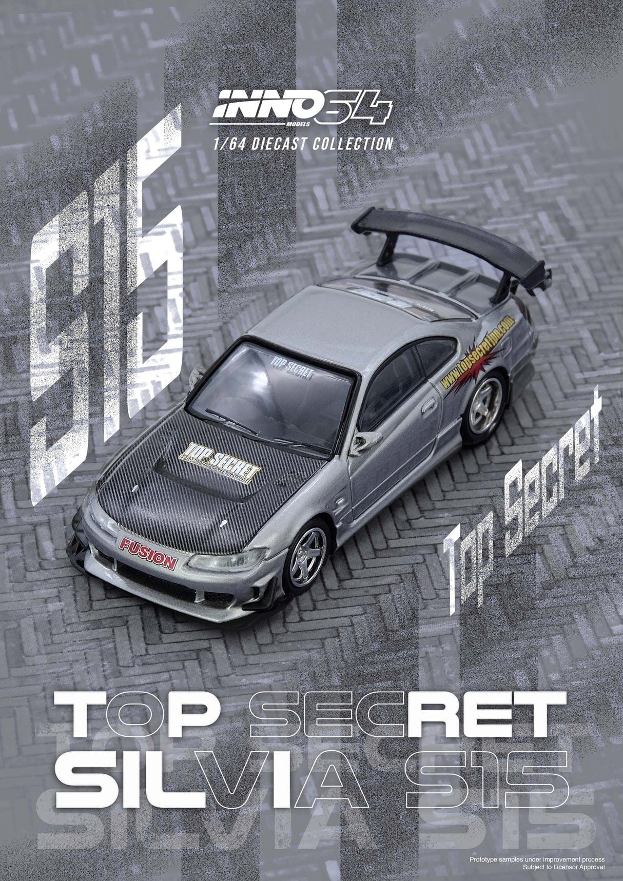 イノモデル 1/64 TOPSECRET SILVIAS15 TASKL2025 Inno64 Nissan Silvia S15 Top Secret Chrome Silver TASKL 2025 IN64