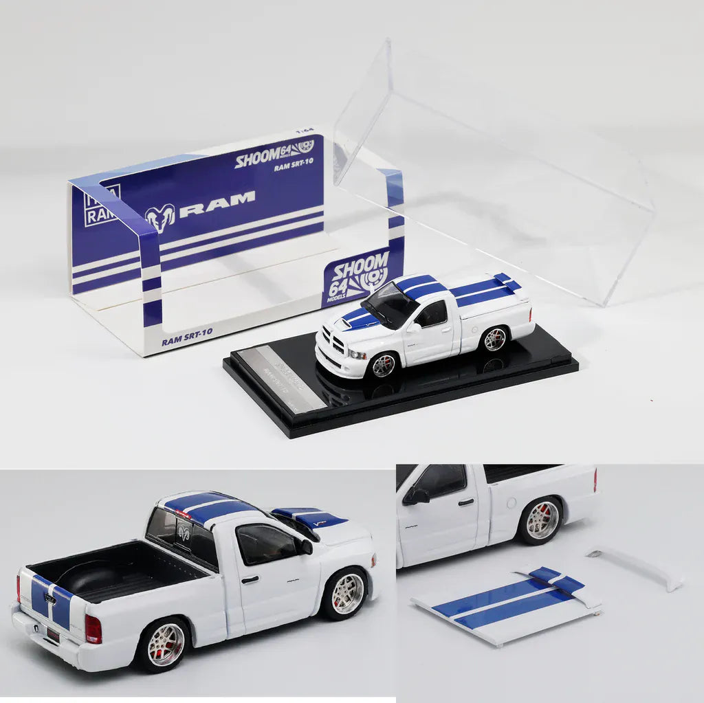 Dodge RAM SRT-10 2003 LHD White with Blue Stripes Shoom64 GCD 1/64