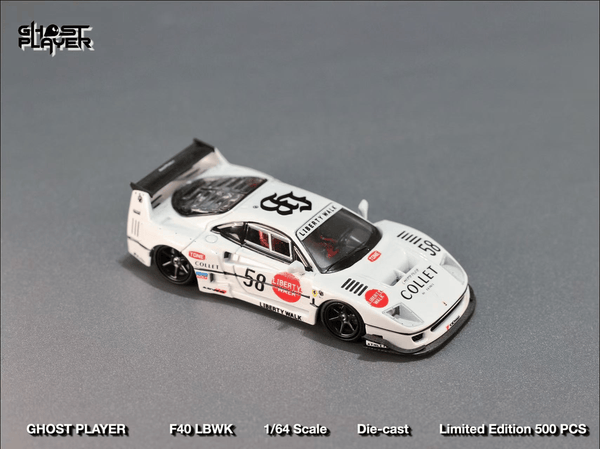 Ferrari F40 LB Works #58 White Limited Edition Ghost Player 1/64 SW095
