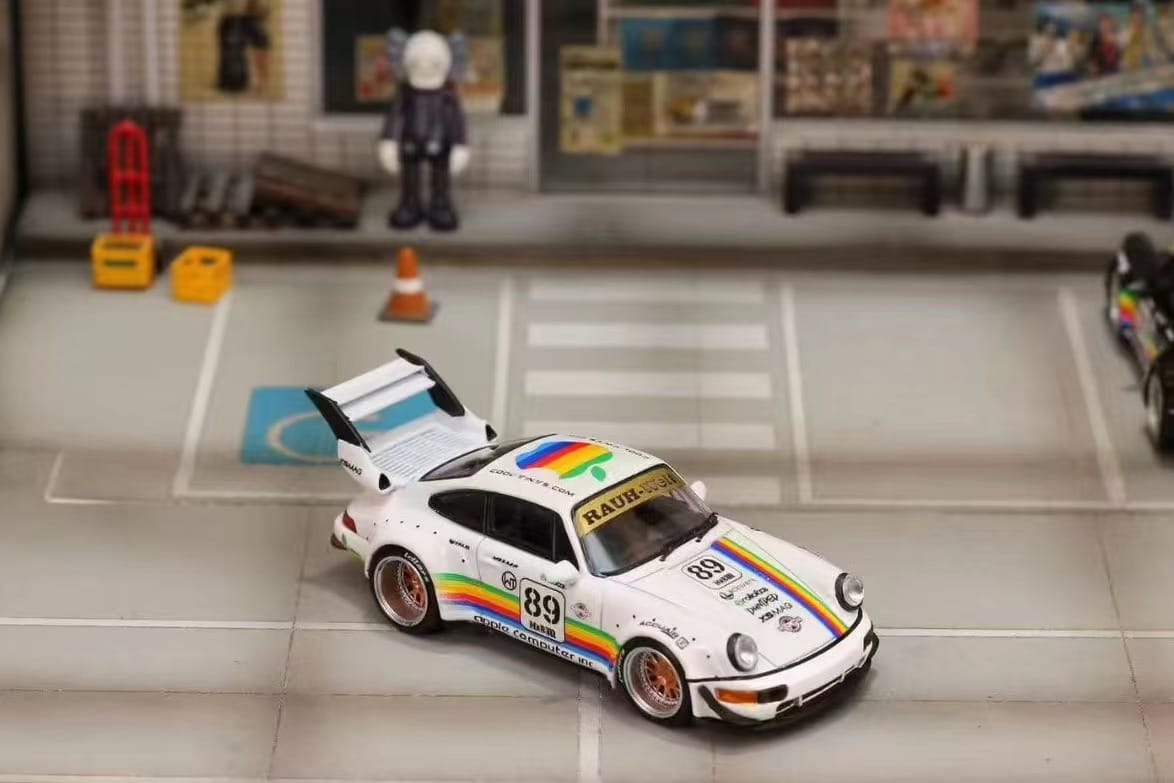 Porsche 911 RWB 964 Apple #89 White High Wing Street Weapon 1/64 SW127