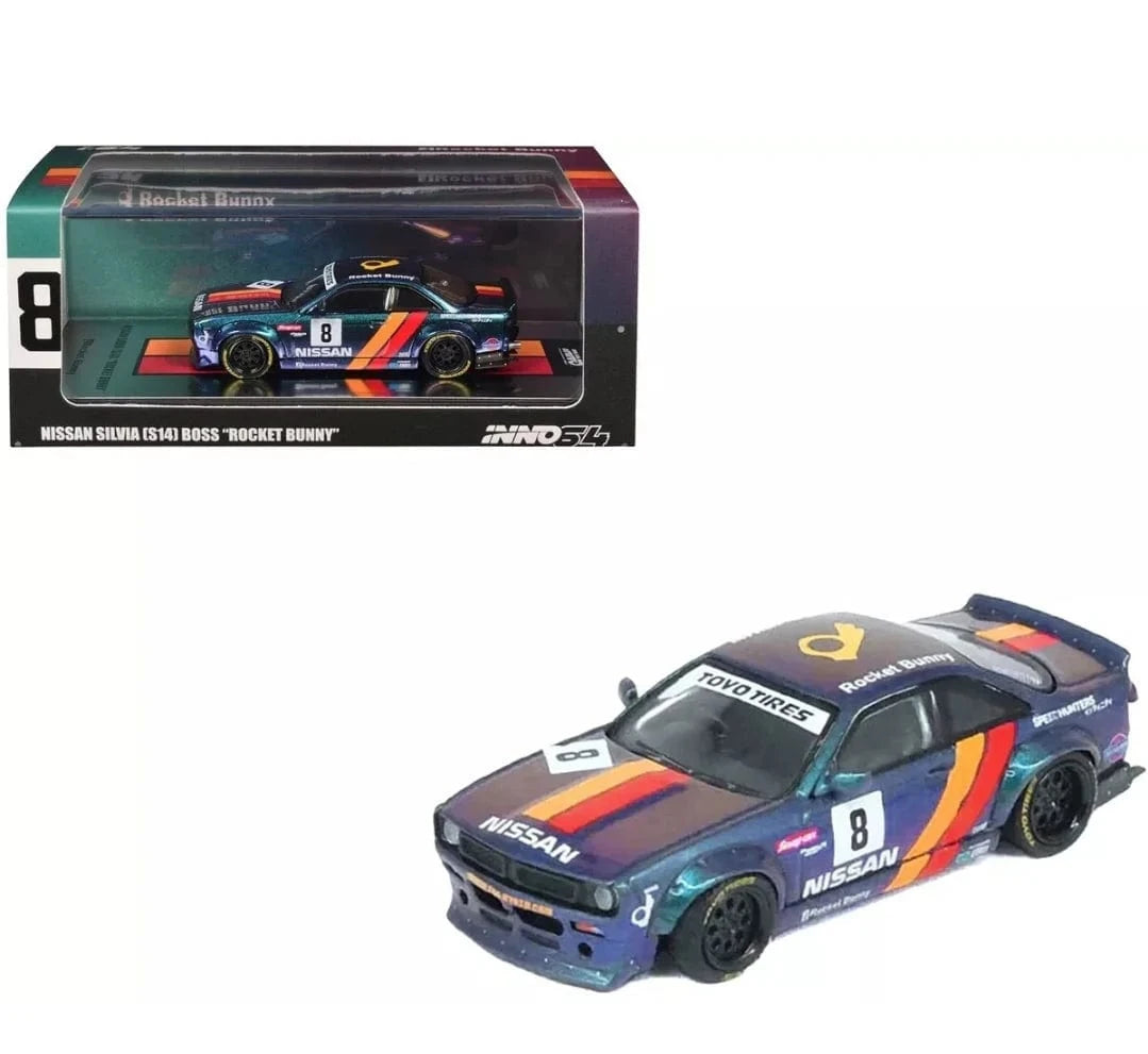 Nissan Silvia S14 Boss Rocket Bunny Purple Inno64 1/64 scale IN64-S14B-PRP